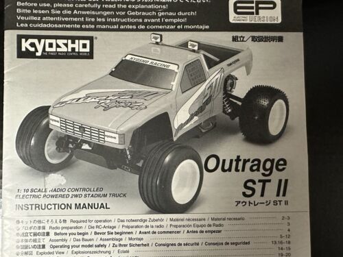 vintage kyosho Outrage ST # 30873 Manual & Parts English vintage kyosho Outrage ST # 30873 Manual & Parts English