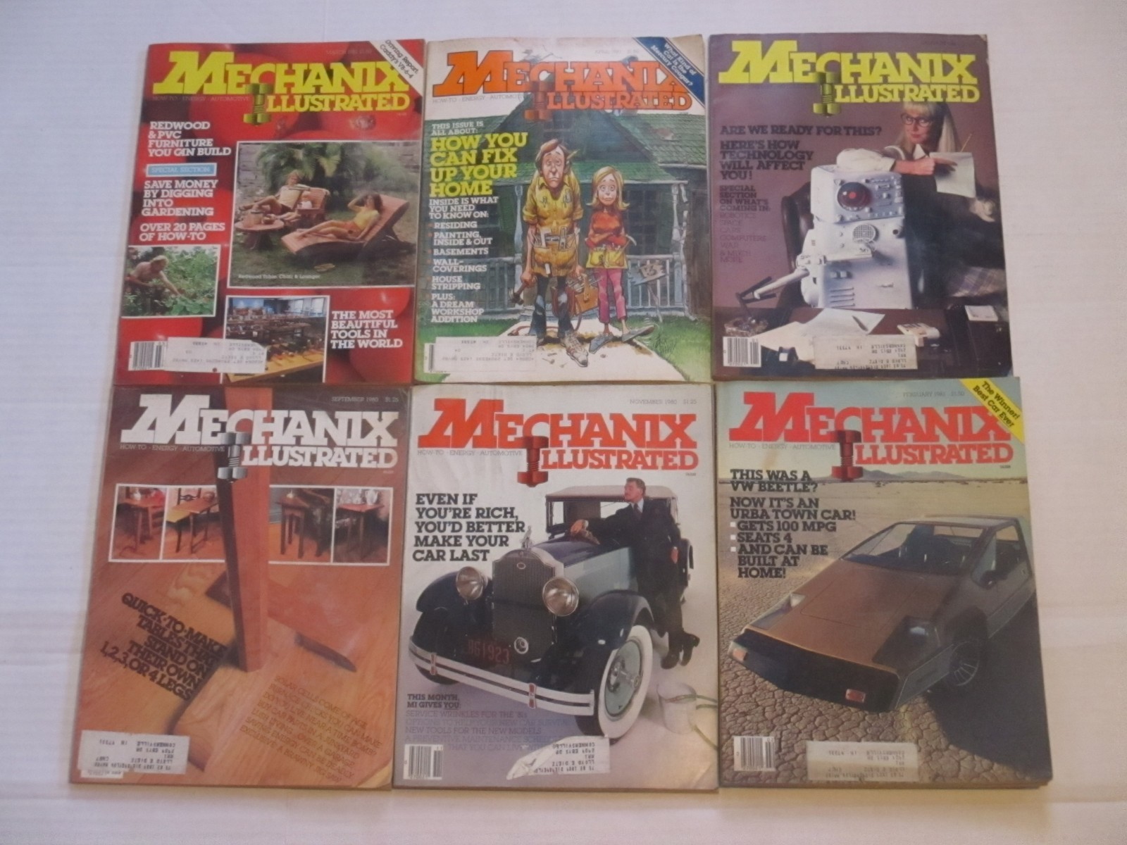 Mechanix Illustrated Magazine Lot of 6 SEPT NOV 1980 1981