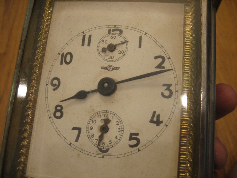 ANTIQUE vintage Wm F Sprague & Co Germany tin small travel ORNATE Carriage CLOCK