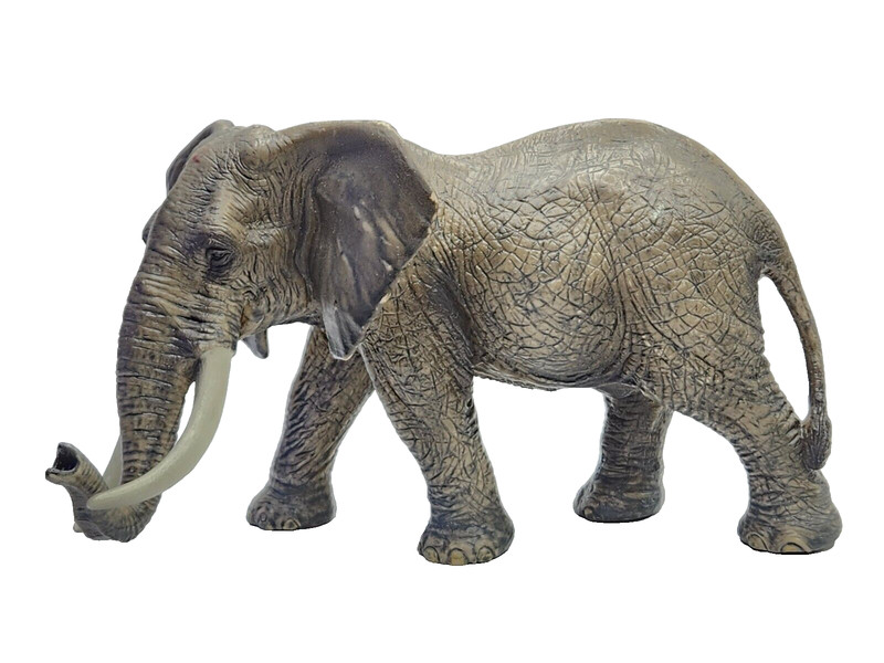 Schleich Elephant 2011 African Male Tusks Trunk Down/Gray 7"x4" Tall