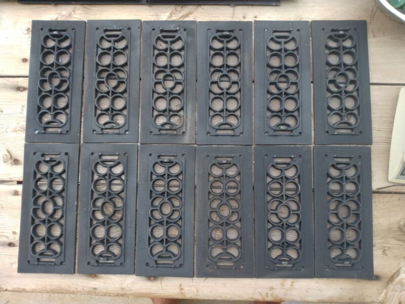 (1) ANTIQUE CAST IRON FLOOR GRATE HEATING VENT LOUVER WALL REGISTER 4.75" x 11"