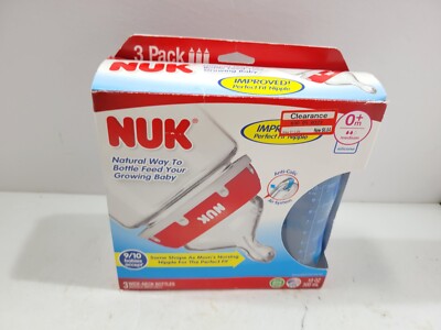 NUK Natural Way To Bottle Feed Your Growing Baby, Fit Nipples 3 Pack 10 oz