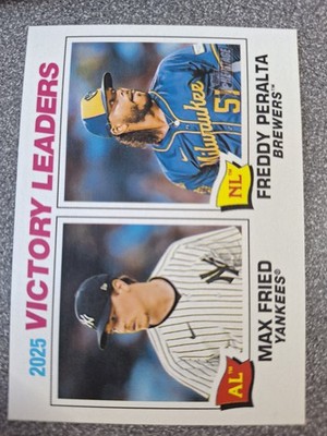 2026 Topps Heritage #5 2025 Victory Leaders (Max Fried / Freddy Peralta)