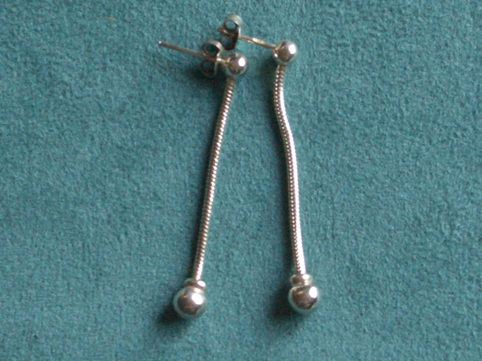 Sterling silver 925 marked snake chain bead dangle  post earrings