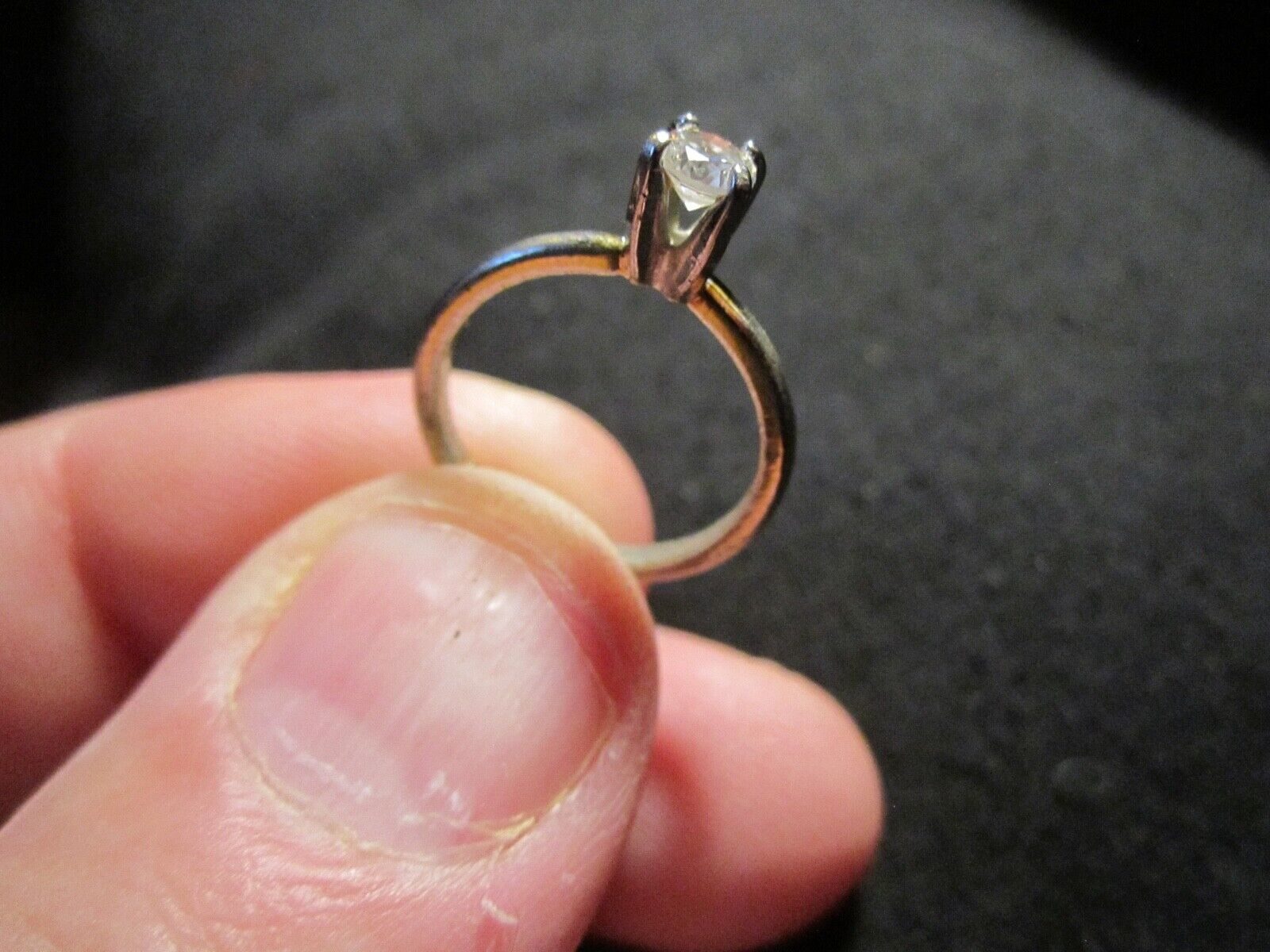 VINTAGE ESPO 14K GE GOLD ELECTROPLATE RING WITH CZ - SIZE 6 VINTAGE ESPO 14K GE GOLD ELECTROPLATE RING WITH CZ - SIZE 6