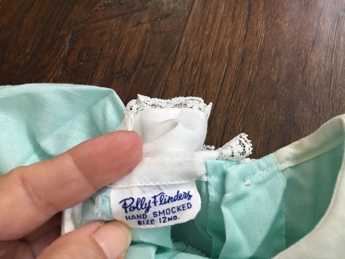 Vintage Polly Flinders Green Smocked Dress 12 Months