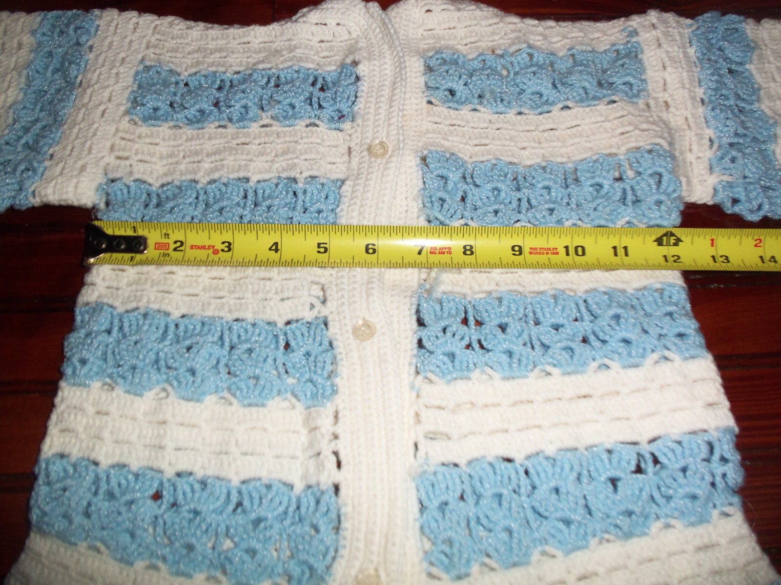 HANDMADE CROCHET TODDLER SWEATER - BLUE & WHITE - VINTAGE