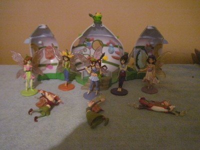Disney Teapot Fairy House and 5 Fairy Figures + 3 Pixie Ornaments (1 is damaged)
