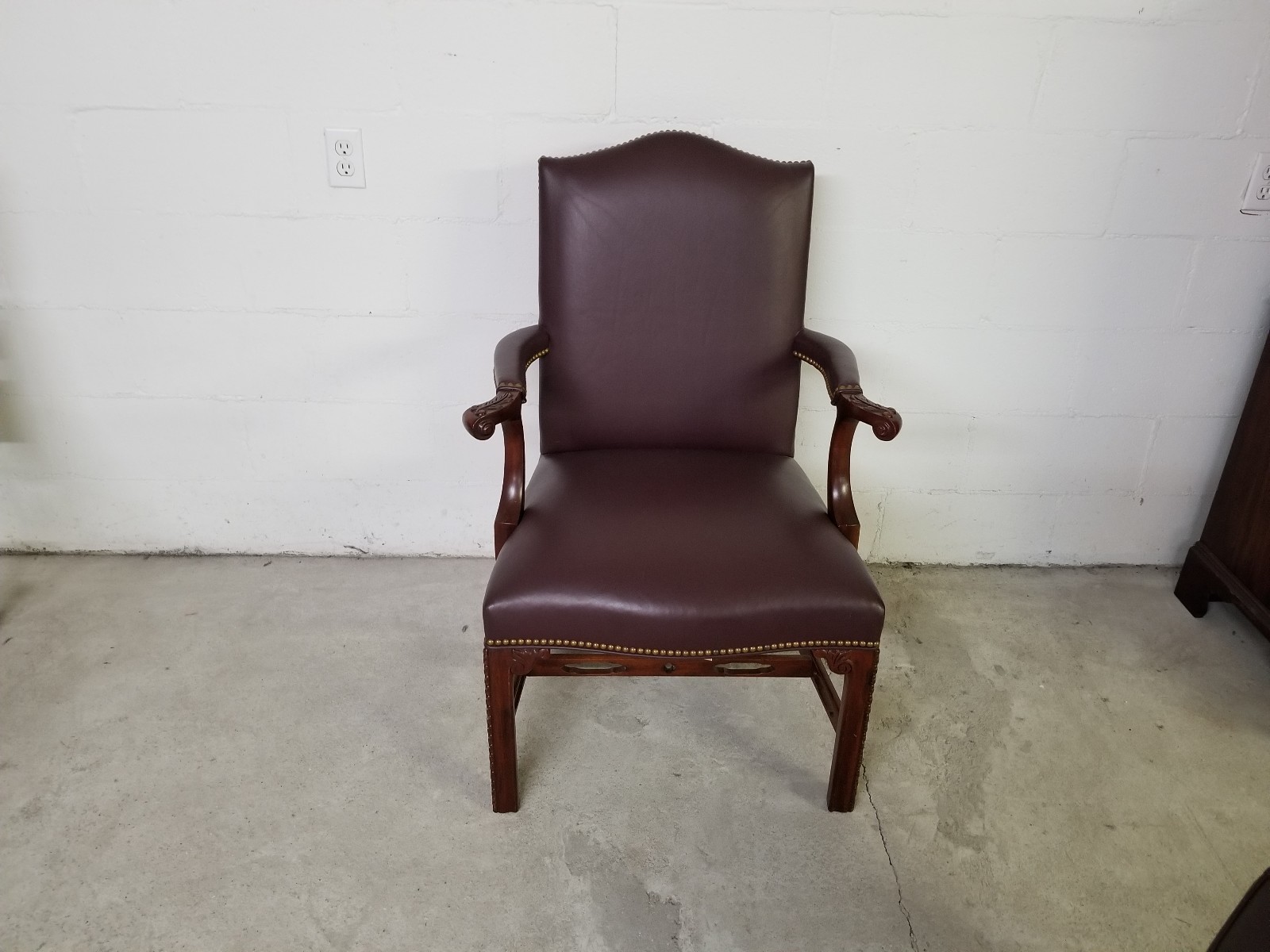 SOUTHWOOD CHAIR AND OTTOMAN LEATHER UPHOLSTERED MAHOGANY