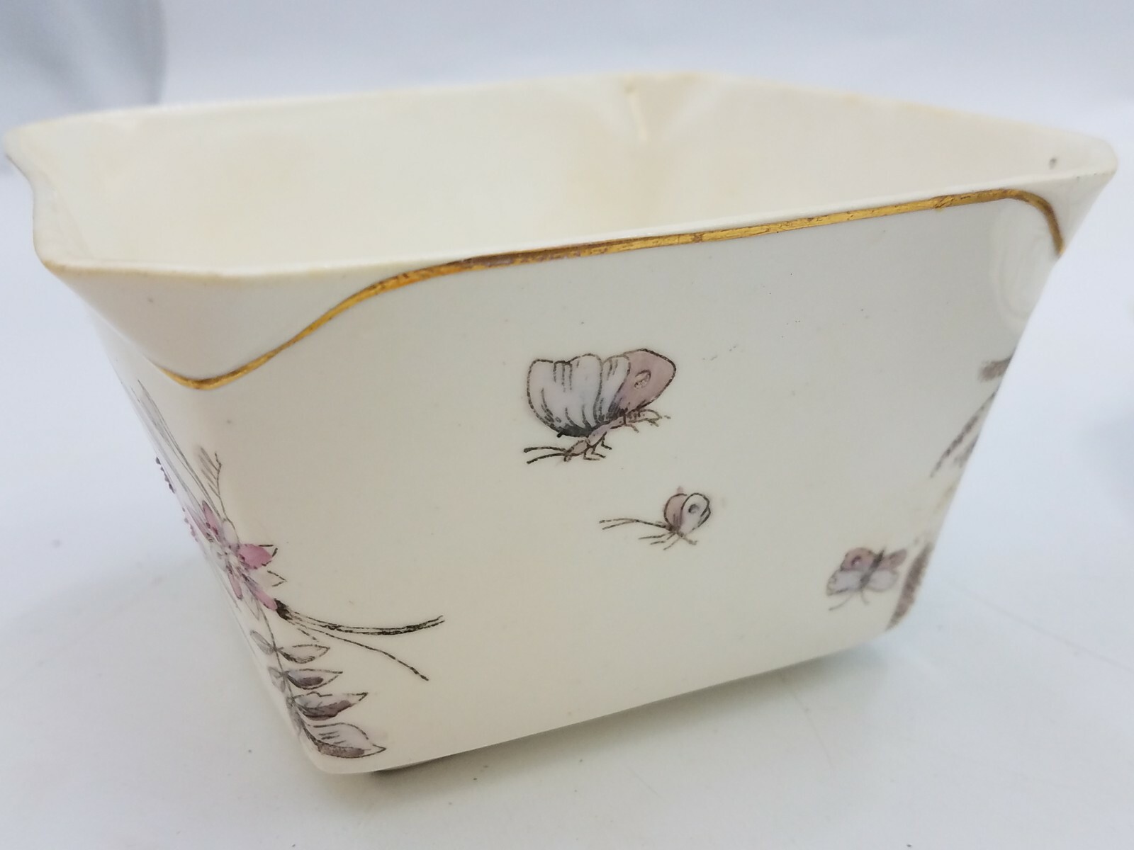 SB & Son Square Bowl Dish w/ Plate 1347 Sampson Bridgwood Anchor Pottery Fine