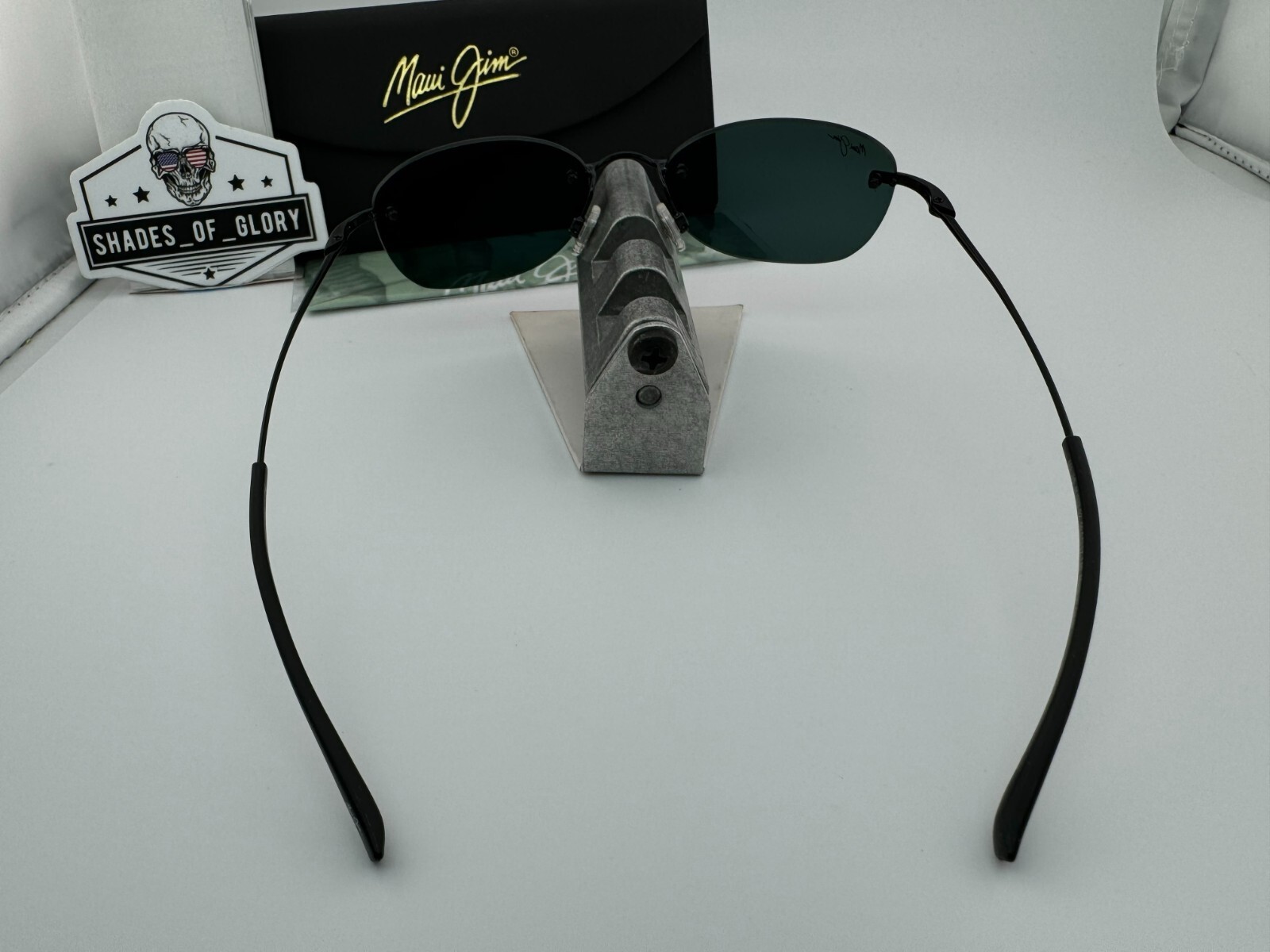 Pre-owned Maui Jim Aki Aki Mj 333-02 Black Neutral Grey Polarized Rimless Sunglasses