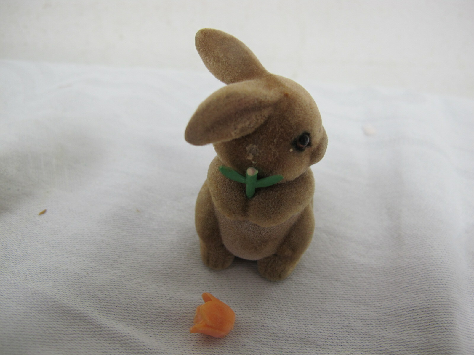 GEORGE GOOD JOSEF ORIGINALS FLOCKED FUZZY BUNNY RABBITS (2)