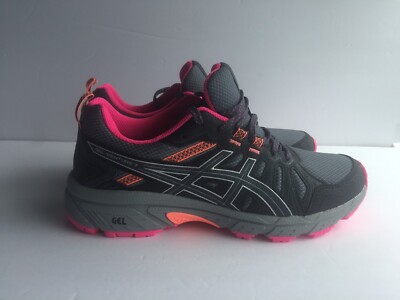 Asics Gel-Venture 7 Women's 9 1/2 Gray Pink Black Running Shoes 1012A476