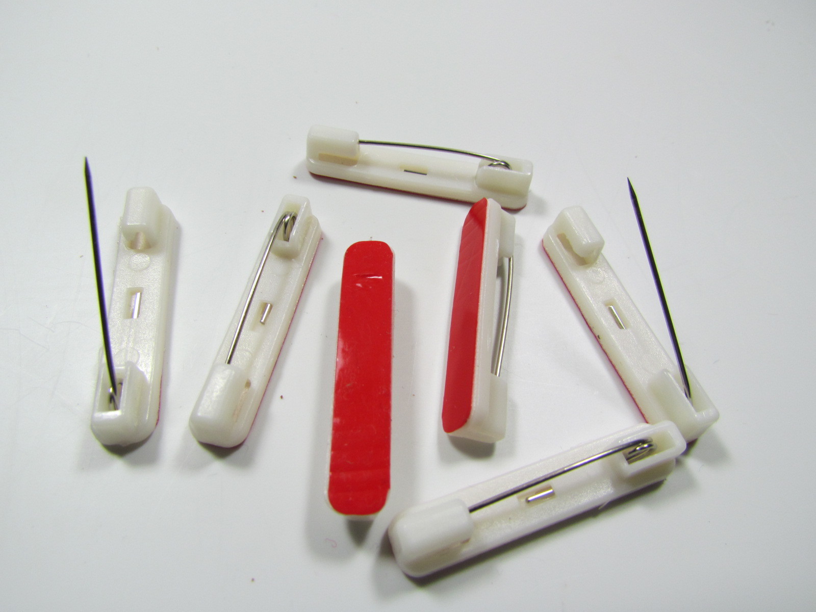 125 -1.5 inch Plastic Safety Pin Back with Adhesive- Safety Bar Pinback -Bar Pin
