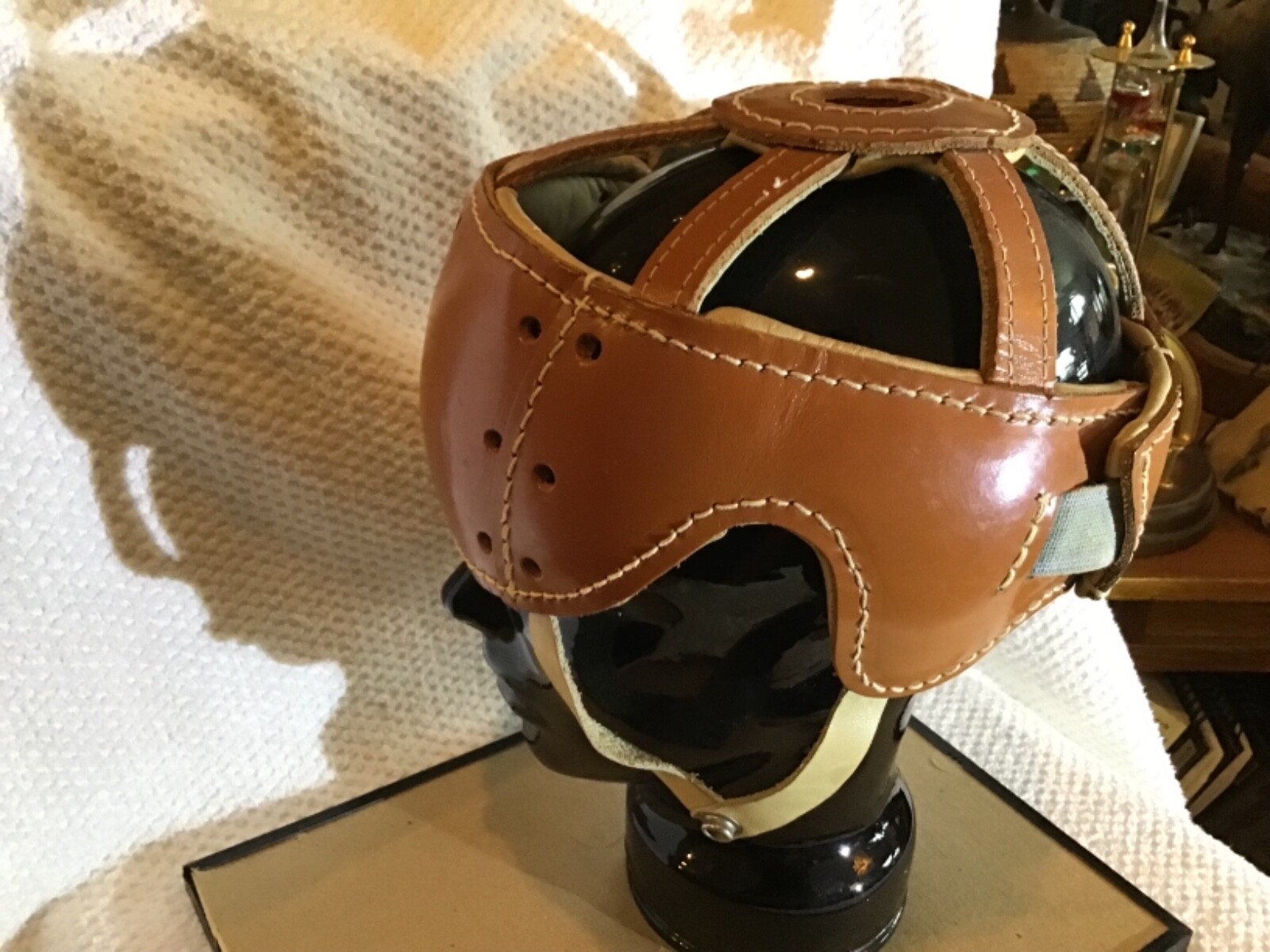 Antique Vtg Rare Hockey-Football Helmet Excellent Leather early 6 spoke