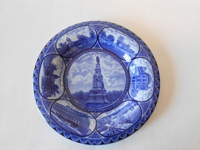 Bridgeport, Conn. Cobalt Souvenir Plate Rowland & Marsellus Co Staffordshire