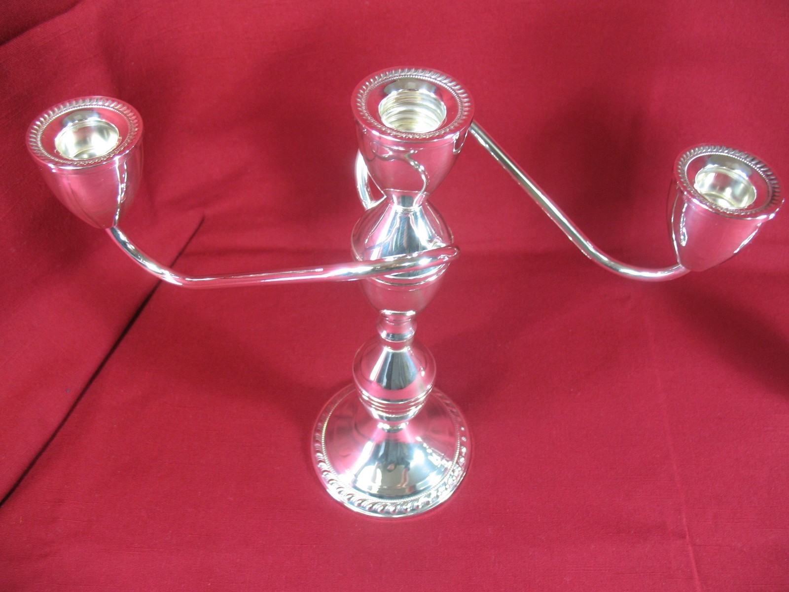 Pair of Elegant Sterling Silver Weighted Candelabra  2 Arm 3 Candle Candlesticks