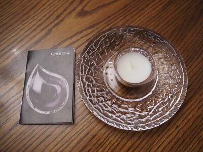 NIB ORREFORS Sweden DISCUS Lars Hellsten Design Textured Crystal Candleholder