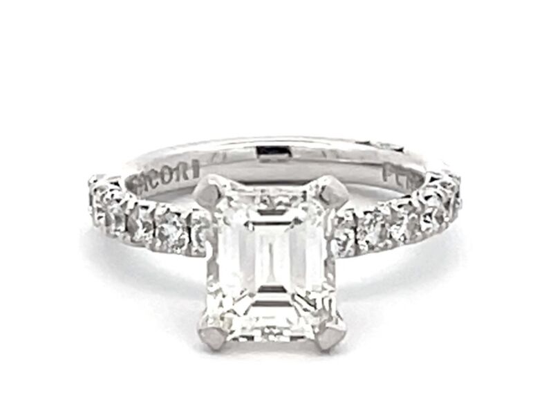 Tacori 2 Carat Emerald Cut Diamond Engagement Ring Platinum