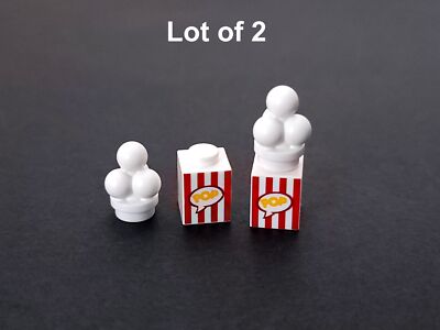 Lego 1x1 Brick Popcorn Box Red Vertical Stripes Yellow 'POP' in Speech Bubble