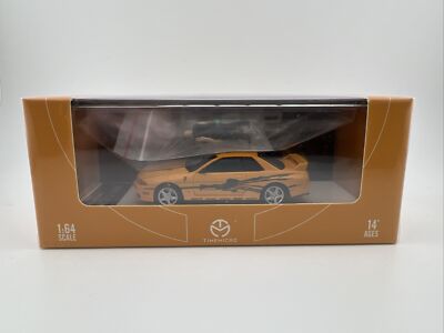 TIME MICRO 1:64 GTR32 Fast & Furious Wine Red/Yellow Diecast Model Car w/ Figure