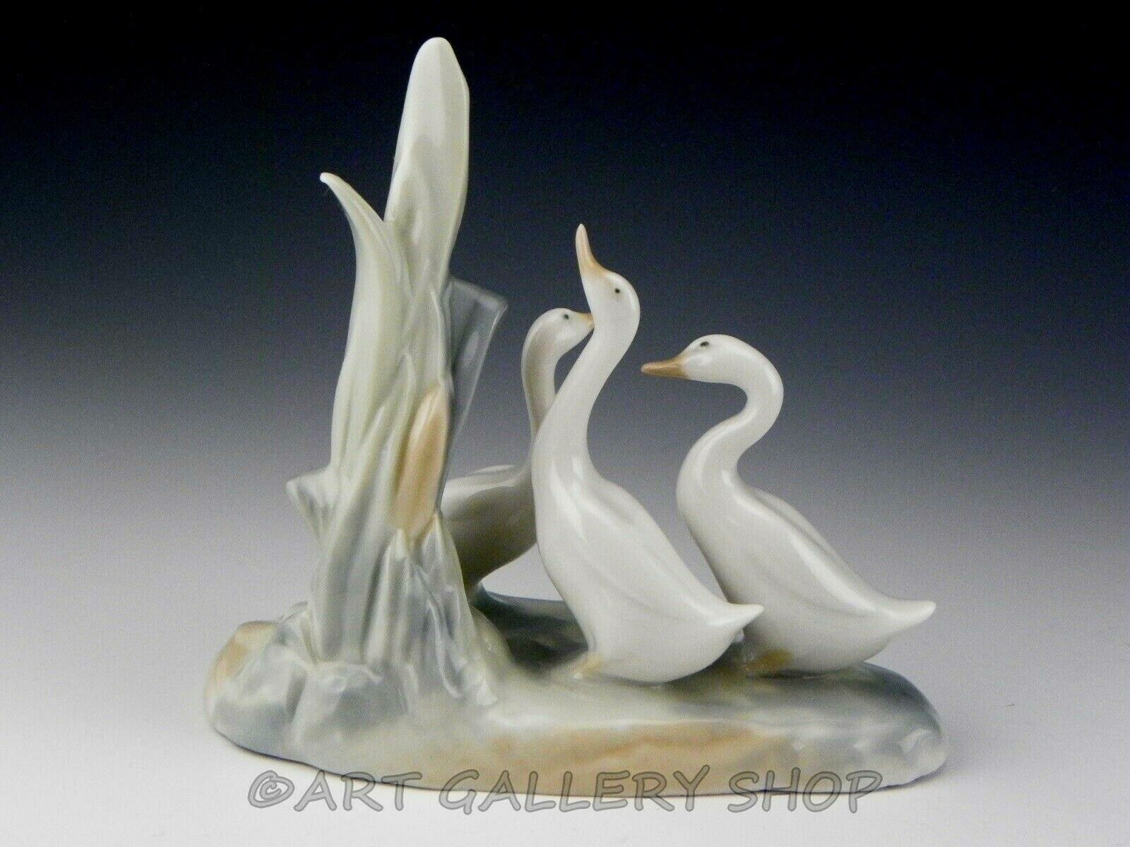 Nao Lladro Spain Figurine Three Goose Geese Ducks Group Retired Mint