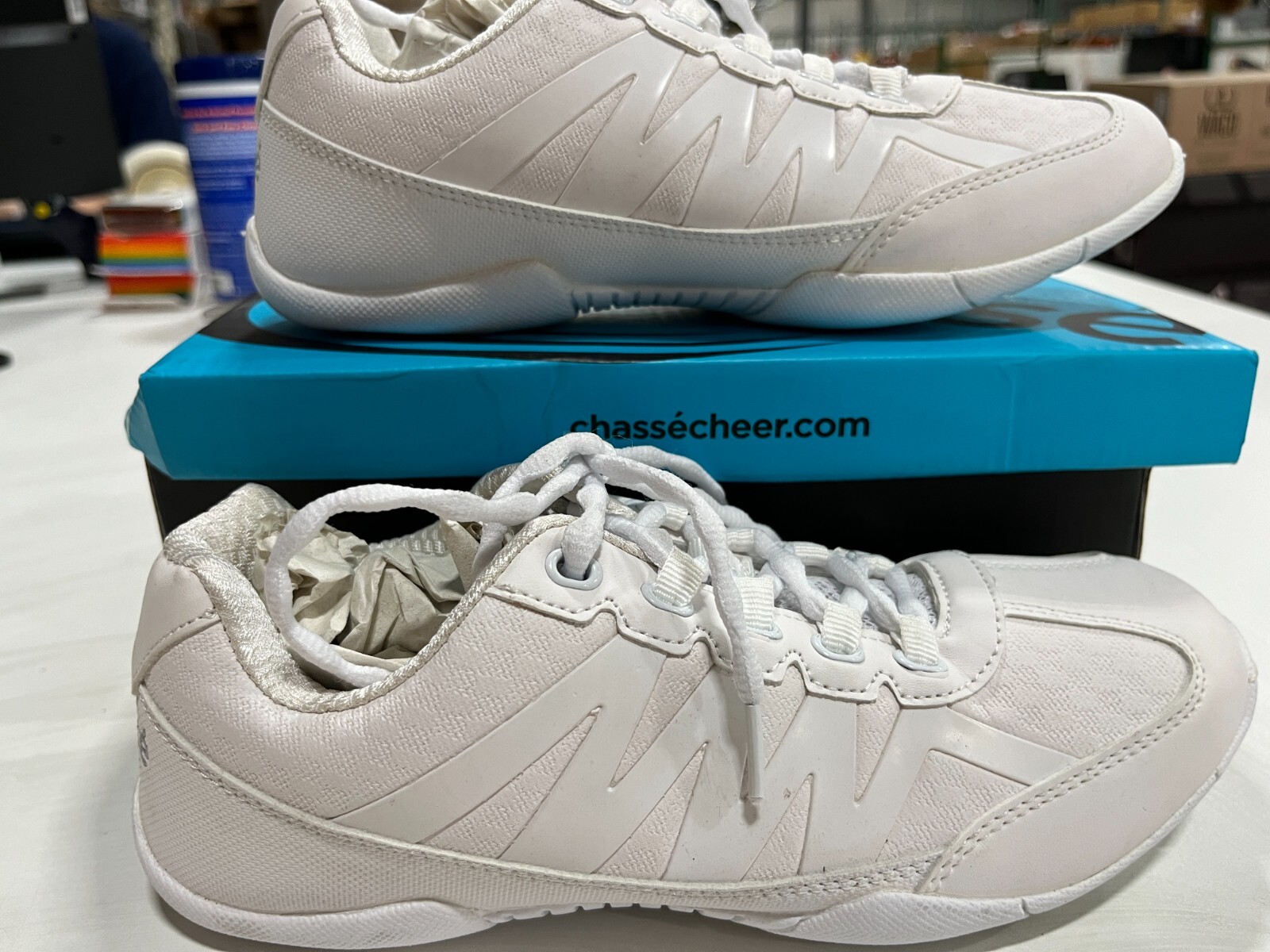 Chasse Apex, White Cheerleading Lace Up Sneakers- US size 6