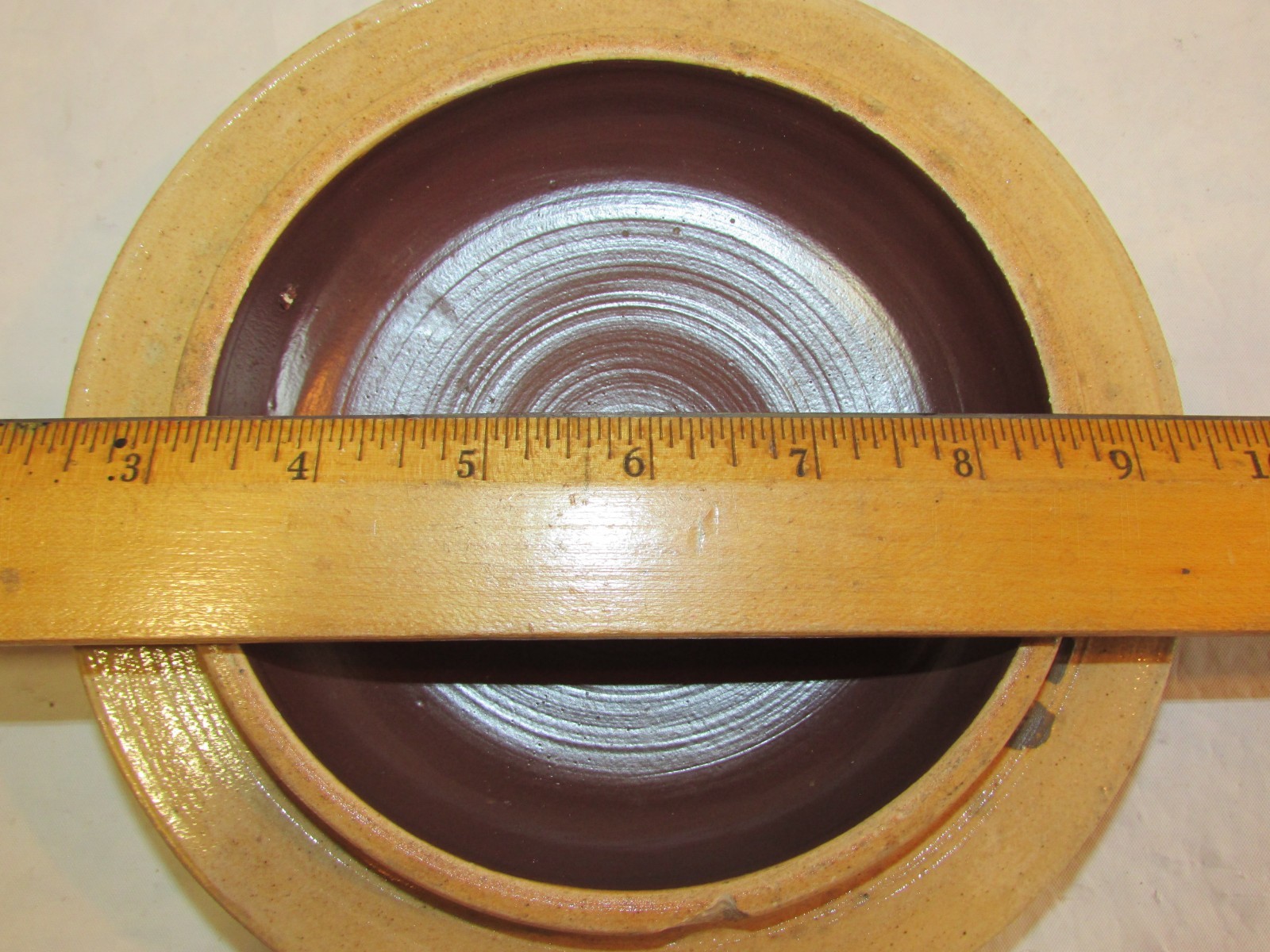 Vintage Crock Stoneware Lid 7-1/4