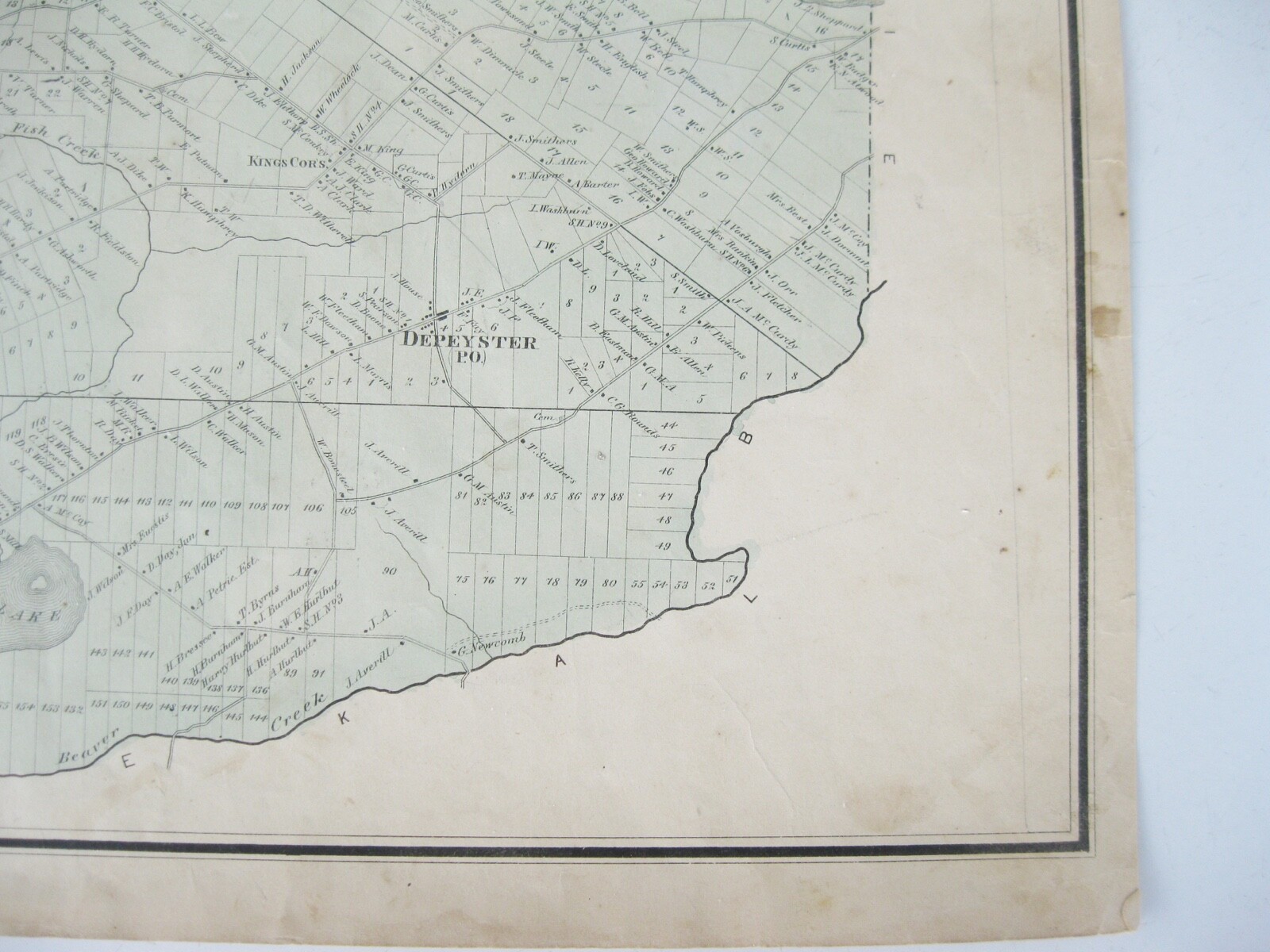Vintage 1865 Map – Depeyster in St. Lawrence County, NY