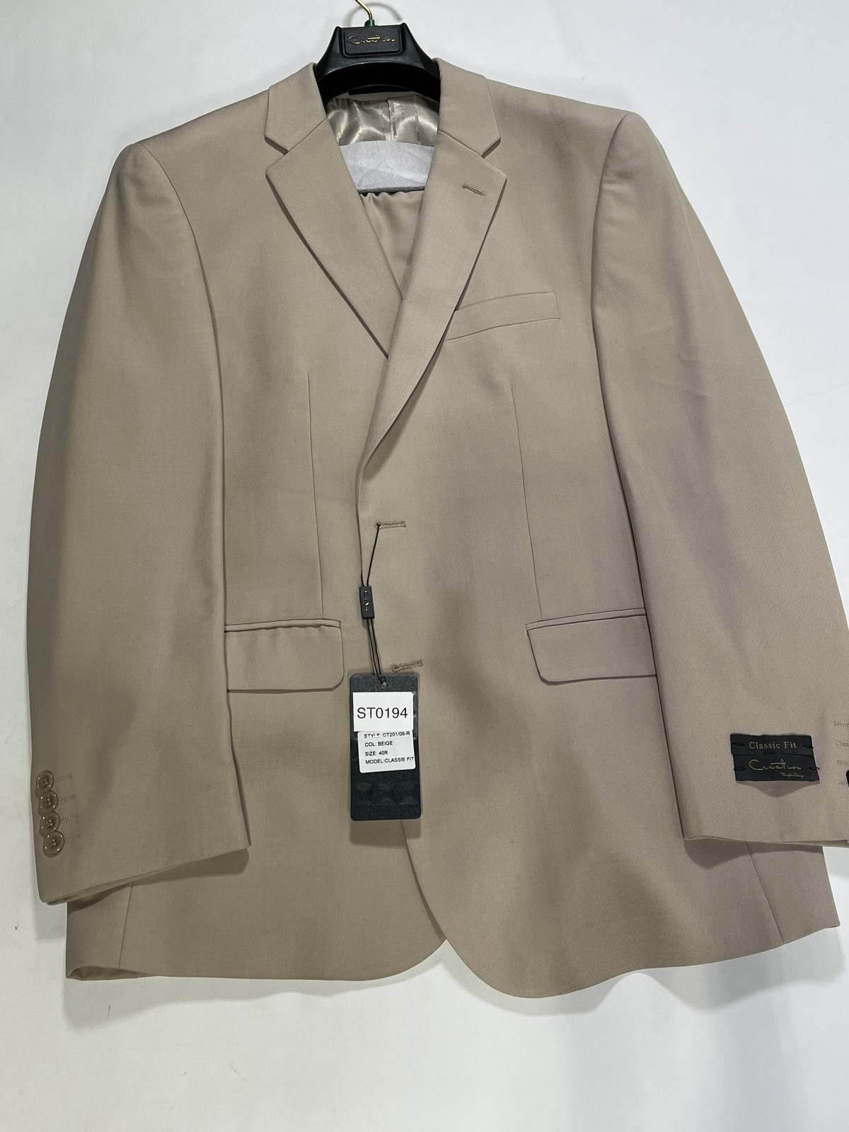 Mens Creation Beige Classic Fit Suit Size 40R NEW