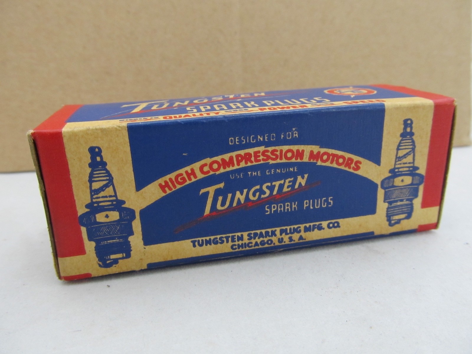 Tungsten Number 8 Spark Plug with original box - new old stock - near mint