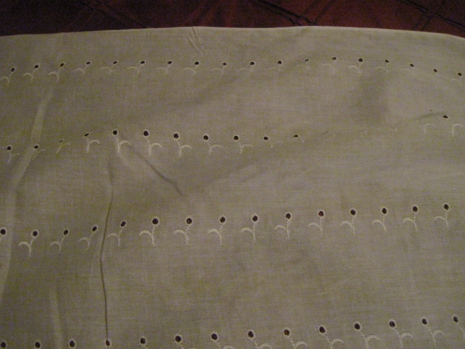10 Yds White Cotton/Polyester Material with Eyelet Design All Over It, 43