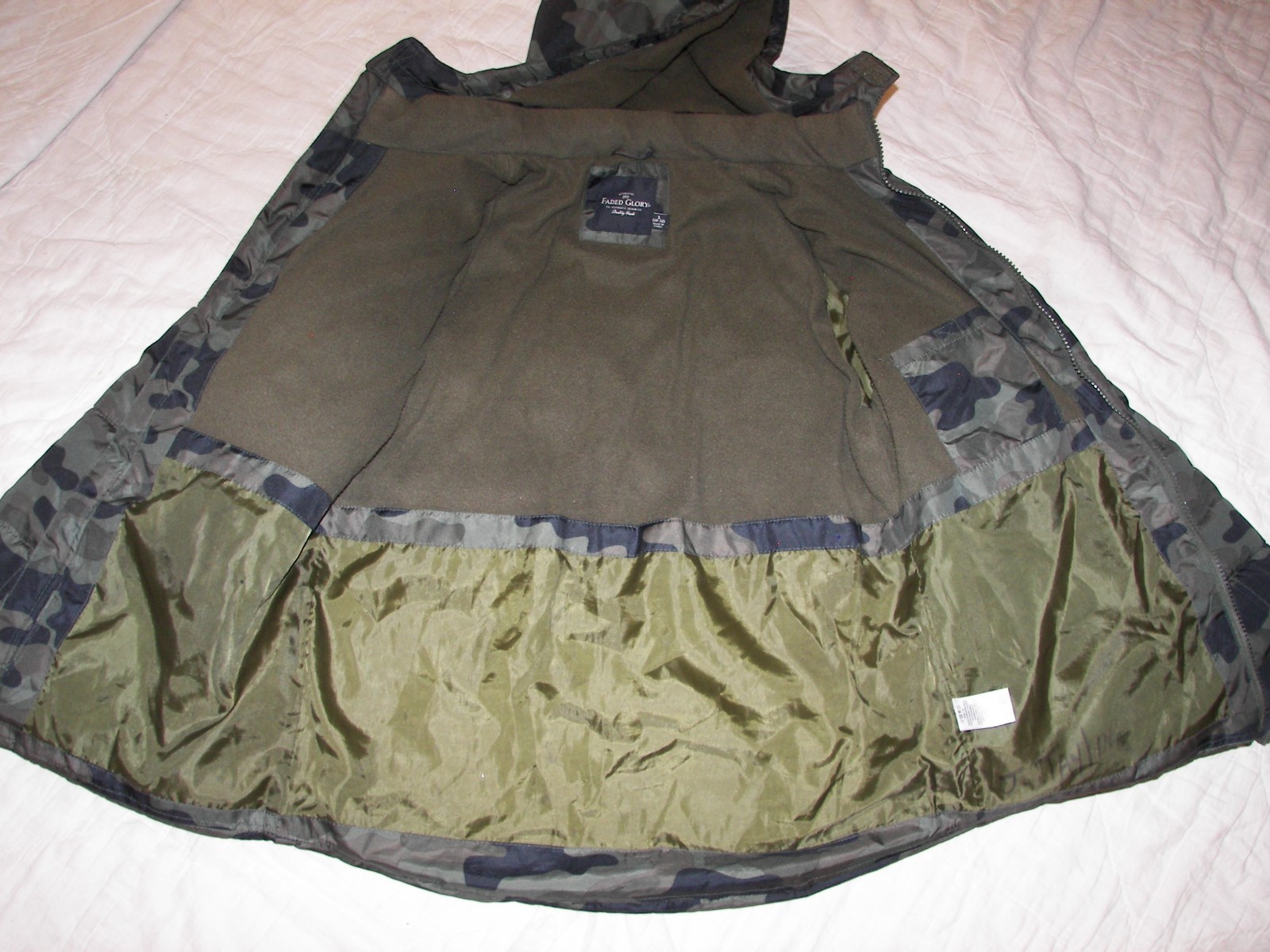 Boys Faded Glory Hooded Camo Coat Jacket - L (10-12)