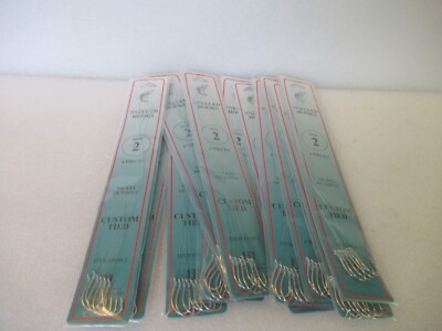 72 SNELLED FISH HOOKS (12 PKS X 6 EA) NICKEL OCTOPUS MONO LEADER 7'' PICK SZ