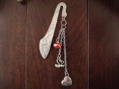 Love to Mom Tibetan Silver Bookmark & Charms Two Swans, Mom Heart. and Swarovski