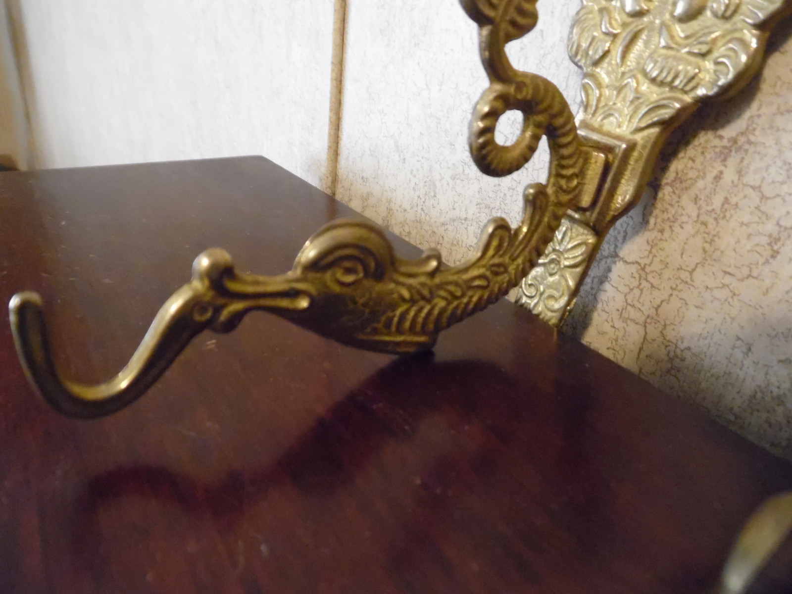 BRASS HIS & HERS COAT HOOKS FISH SERPENT