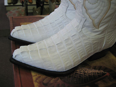 Pre-owned Los Altos Boots Los Altos Women White Genuine Crocodile Tail Western Cowboy Boot (m) L091281