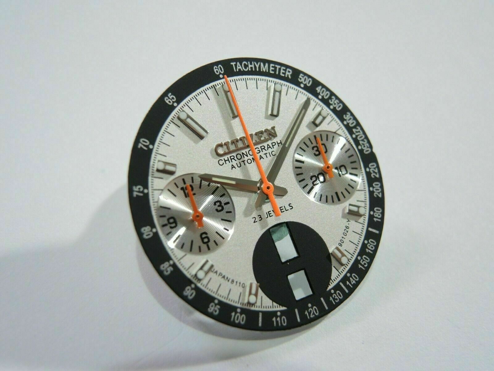 NEW SILVER DIAL/HANDS SET CITIZEN 8110 DAY/DATE CHRONOGRAPH BULLHEAD