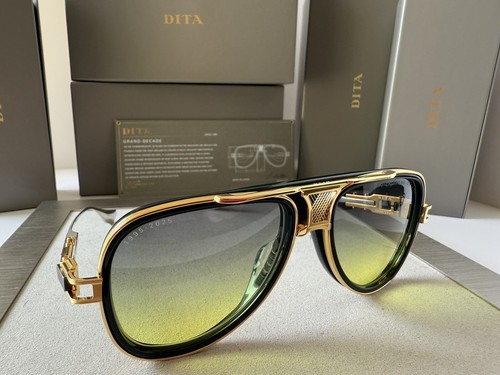 Pre-owned Dita Grand Decade Dts460-a-01 Yellow Gold Yellow Grey Lens Sunglasses Authentic In Grey To Yellow Gradient