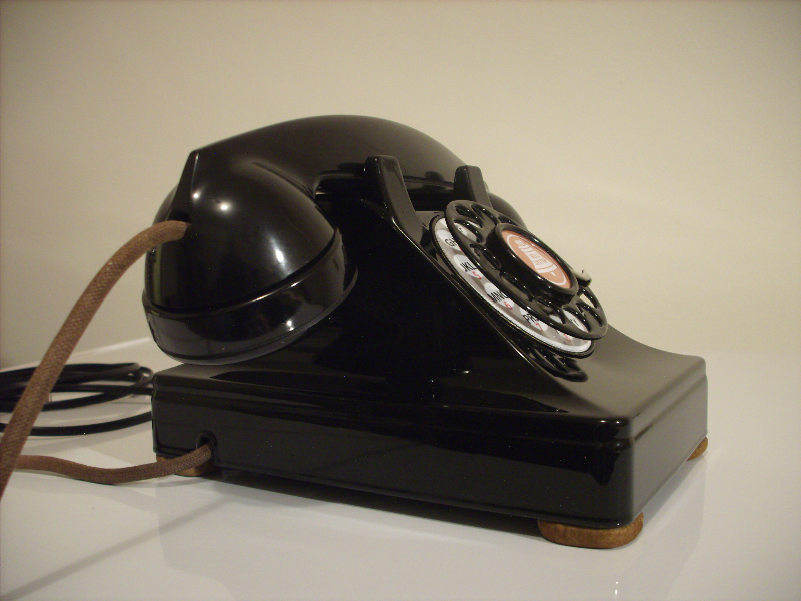 Vintage 1940's Metal Body Western Electric 302 Rotary Phone, Cloth Handset Cord