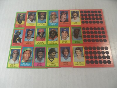 5A-7 1981 Topps Scratch-Off baseball cards unscratched 3 card panel X6 panels