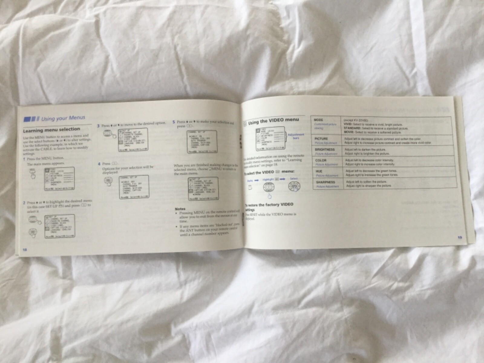 Sony Triniton Color TV Operating Instructions Manual KV-Series 1997-Free Ship