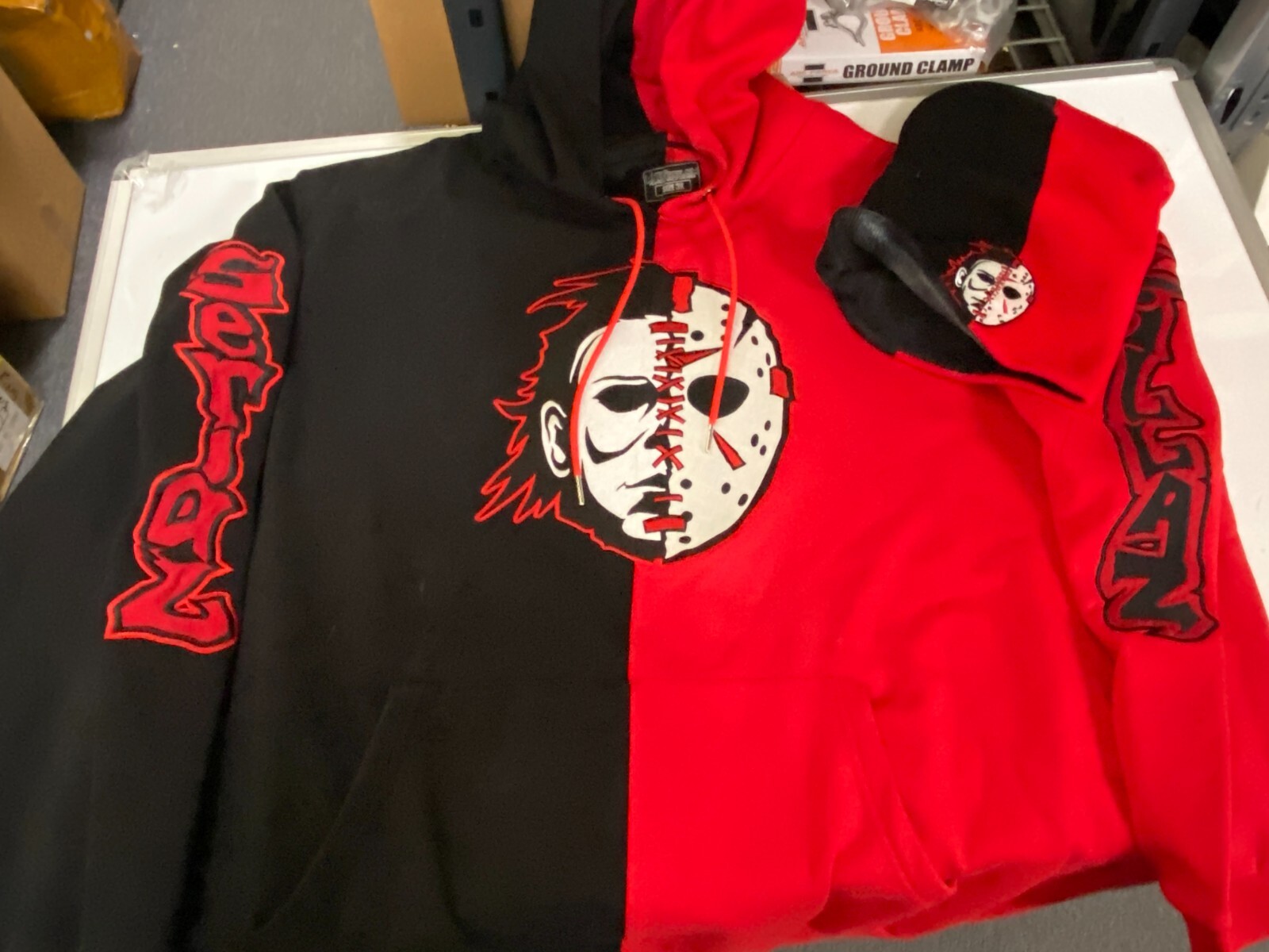 JASON MYERS SPLIT FACE HOODIE _+ HAT WORN BY TWIZTID JAMIE
