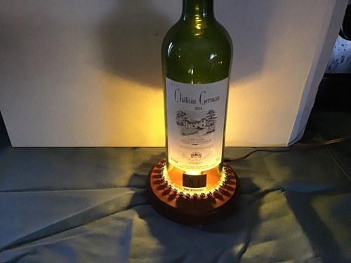 Handmade Wine Bottle Table Lamp, Wine Bottle Lamp, Chateau German 2014