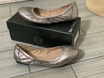 Amazon Brand - 206 Collective Women's Joy Ballet Flat, Metallic Silver, Size 8 M