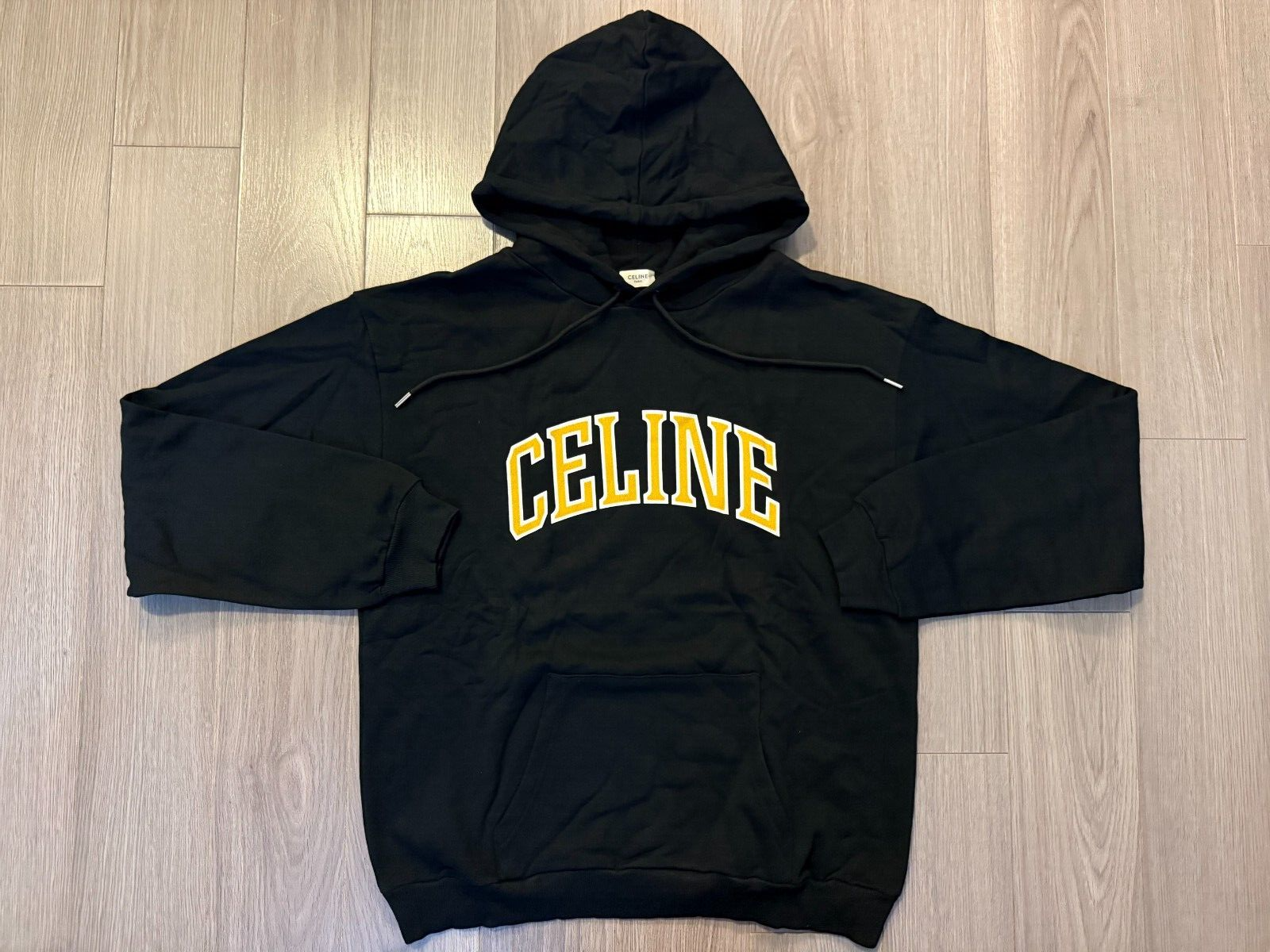 CELINE Loose Hoodie in Cotton Fleece black citron sz L | eBay