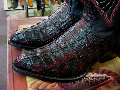 Pre-owned Los Altos Boots Los Altos Women Cherry Genuine Crocodile Tail Western Cowboy Boot (m) L091181 In Cherry Black