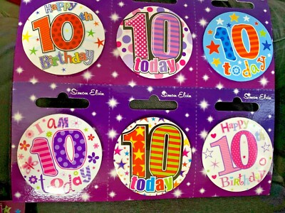 Age 10 10th Happy Birthday Badge Boy Girl Small Children Party Gift Present