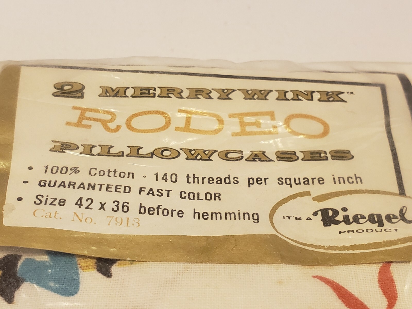 VTG Rare Merrywink Rodeo Pillowcases Riegel NOS Cowboy Ranch #7913