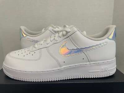 NIKE AIR FORCE 1 '07 LV8 WHITE MULTICOLOR IRIDESCENT PIXEL SWOOSH 11 CV1699-100